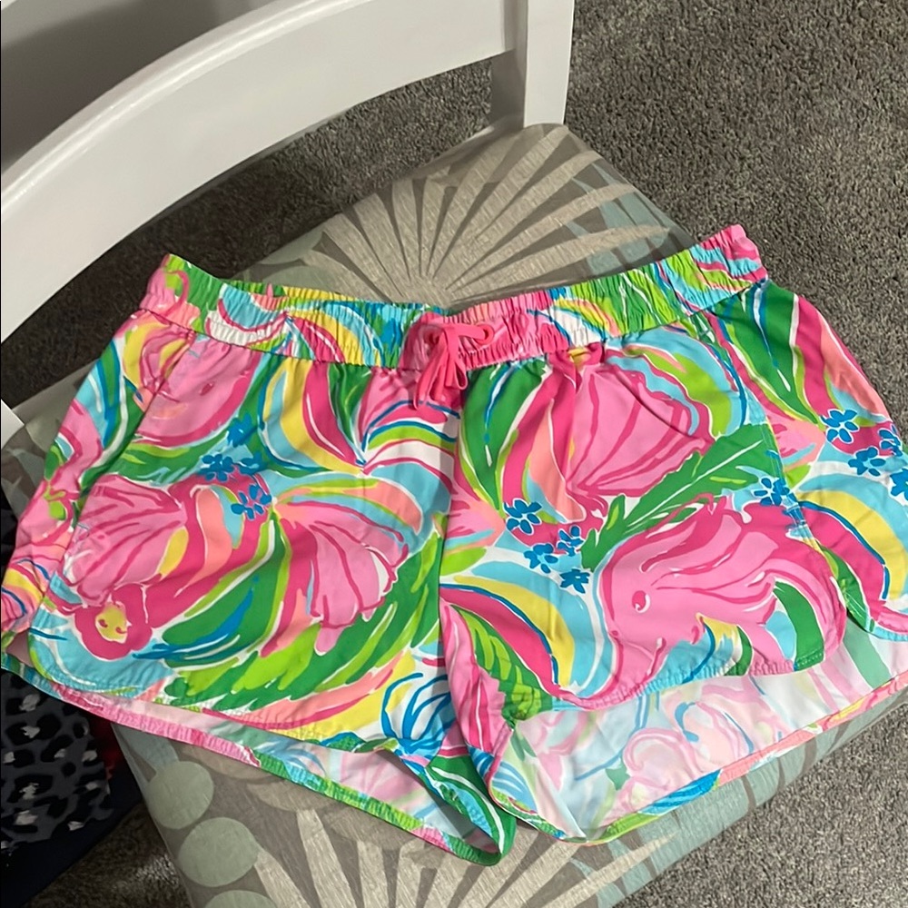 Lilly Pulitzer Pink and Green Athletic run around Shorts